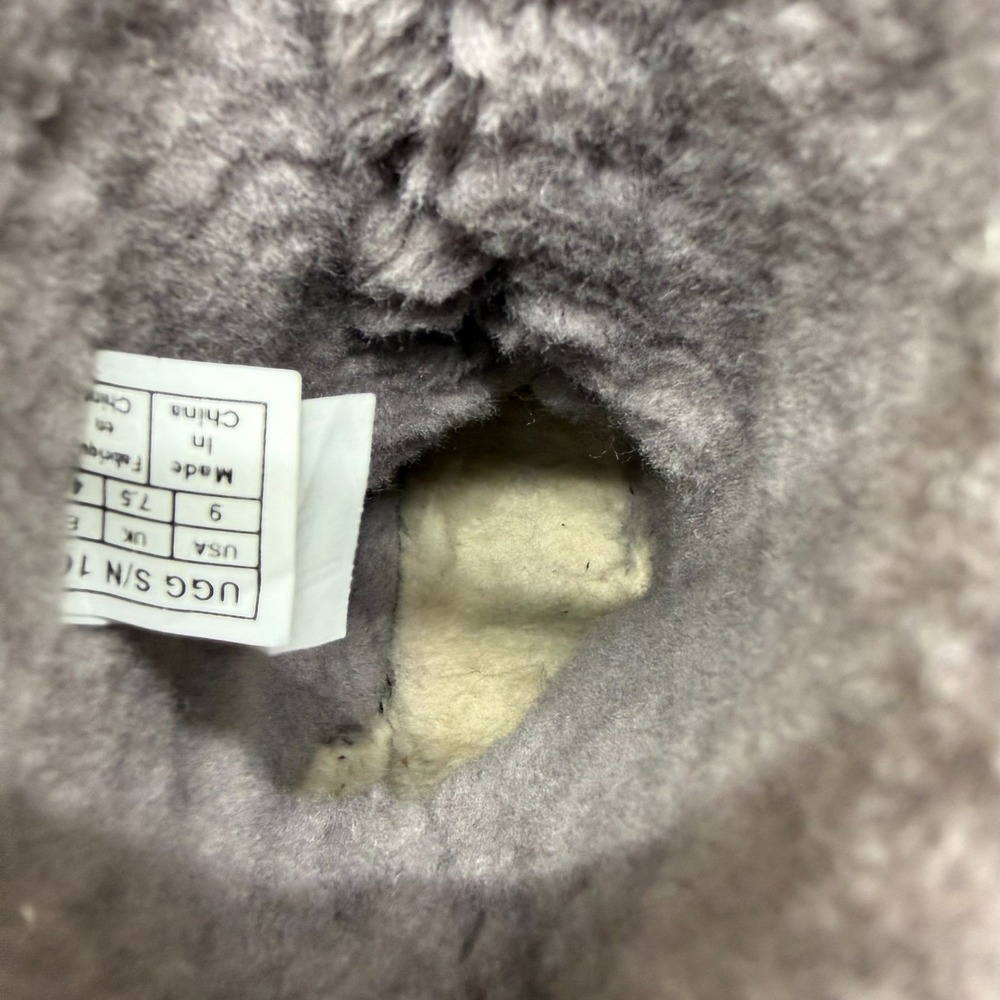 UGG Tania Chevron Stormy Gray Boots Womens 9 Suede Sherpa Fur Mid Calf Cozy - Picture 10 of 12